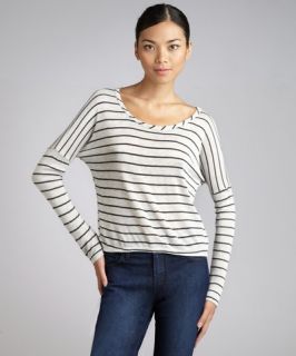 Romeo & Juliet Couture light grey striped scoop neck long sleeve top