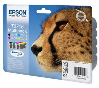 EPSON Cheetah T0715 Tri Colour & Black Ink Cartridge Multipack Deals 