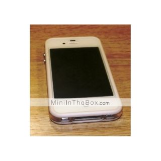 TPU Transparent Bumper Frame Case Skin with Metal Buttons for iPhone 4 
