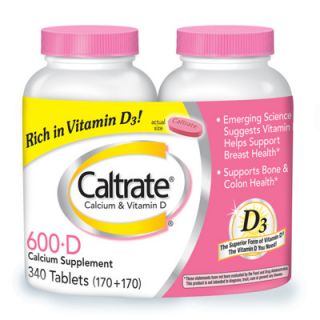 Caltrate 600+D Calcium & Vitamin D Supplement, 170 Count, 2 Pk 