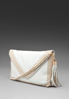 TRINA TURK Liz Clutch with Chain Strap in Ivory/Oyster at Revolve 