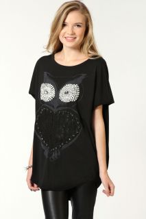  Clothing  Tops  Day Tops  Dayna Diamante Owl 