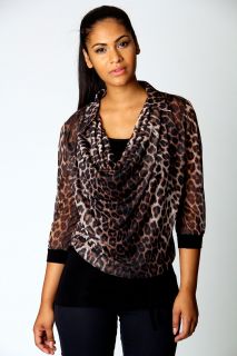  Sale  Tops  Callie Leopard Cowl Neck Blouse