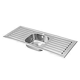 Pyramis Kitchen Sink Stainless Steel 1 Bowl & 2 Drainers  Screwfix 