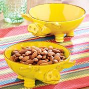 Yellow Pig Serving Bowls, Set of 2