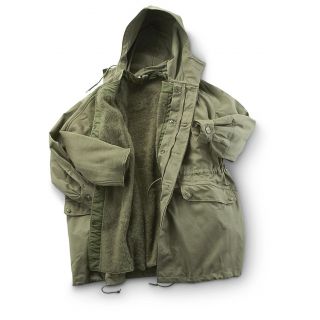 Used French Military Surplus S300 Insulated Parka, Olive Drab   884844 