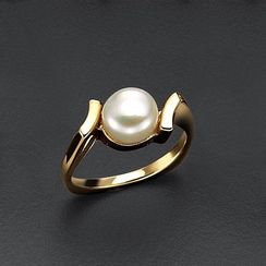 Jessica /MD   Bague moderne à perle blanche en or 10k à perles pour 