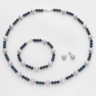 Ocean Pearls Cultured Pearl Multi Necklace Bracelet Set    