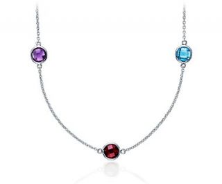 Multicolor Gemstone Necklace in Sterling Silver   36 Long  Blue Nile