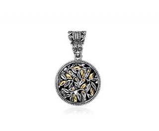 Balinese Leaf Design Pendant in Sterling Silver and 18k Yellow Gold 