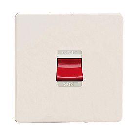 Varilight 1G 45A Ice White / Red Cooker Switch  Screwfix