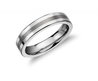 Brushed Center Flat Ring in White Tungsten Carbide (5mm)  Blue Nile