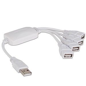 Port USB 2.0 Breakout Hub (White)   Turn One USB Port into Four NM 