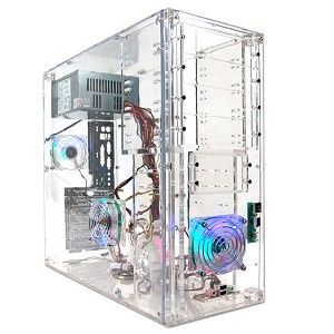 11 Bay ATX Mid Tower Computer Case w/3 LED Fans   No PSU (Transparent 