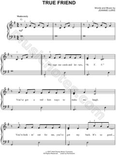 Hannah Montana   True Friend Sheet Music (Easy Piano)   Download 