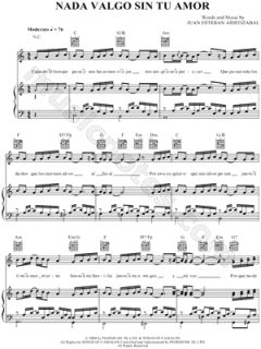 Image of Juanes   Nada Valgo Sin Tu Amor Sheet Music    