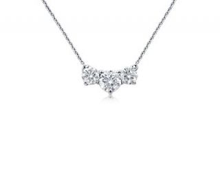 Premier Three Stone Diamond Necklace in Platinum (1 1/2 ct. tw 