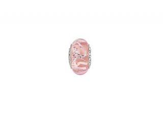 Jovana Light Pink and Silver Confetti Murano Glass Bead Charm with 