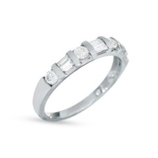 CTW. Tapered Baguette and Round Diamond Band in 14K Gold   Rings 
