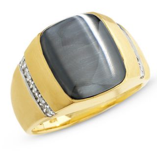 Mens Grey Cats Eye and Diamond Accent Ring in 10K Gold   View All 