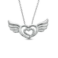 The Shared Heart™ Diamond Accent Heart with Wings Pendant in 