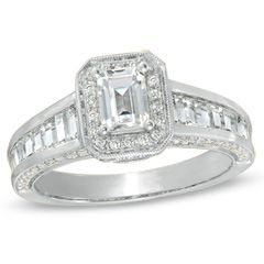 CT. T.W. Certified Emerald Cut Diamond Engagement Ring in 14K 