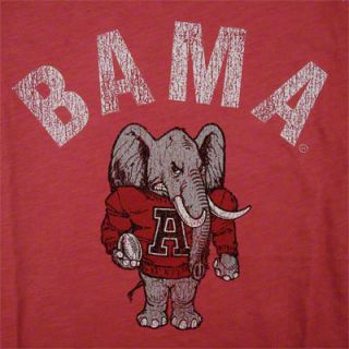 Alabama Crimson Tide Deep Red Retro Brand Vintage Bama Slub Knit T 