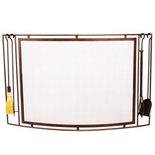 Town & Country Curved Fireplace Screen w/ Tools at Brookstone—Buy 