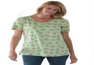 Plus Size Top in soft knit with V neck, printed  Plus Size 28 long 