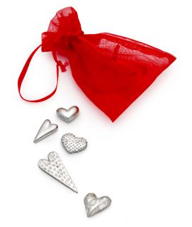 BAG OF HEARTS  Pewter Hearts, Love, Valentine, Romantic 