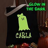 Personalized Glow In The Dark Halloween Treat Bag   Girl Ghost   4286