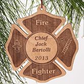 Personalized Fire Fighter Wood Christmas Ornament   4436
