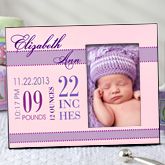 Personalized Baby Picture Frame for Girls   Babys Birth   12113