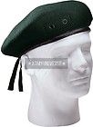 Green Wool Military Beret with Eyelets