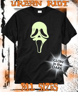 Halloween scream mask image glow in the dark t shirt,kids sizes,adult 