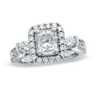 CT. T.W. Certified Radiant Cut Diamond Frame Engagement Ring in 