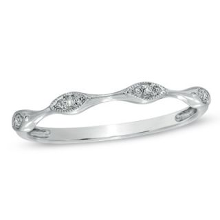 Stackable Diamond Accent Station Ring in 10K White Gold   Rings 