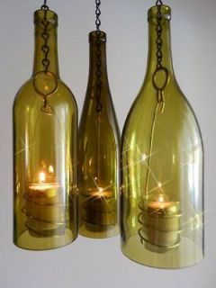 BoMoLuTra~ Wine Bottle Art Hanging Hurricane Lantern