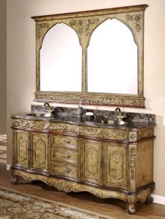 73 Double Sink Bathroom Vanity Cabinet with Marble Top & Mirror #8217 