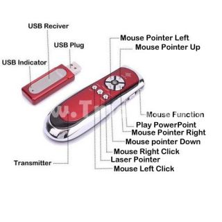 1mW 650nm Wireless Mouse Red Laser Pointer Presenter with USB Receiver 