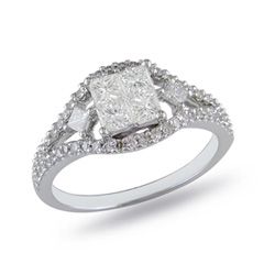 CT. T.W. Princess Cut Quad Diamond Split Shank Engagement Ring in 
