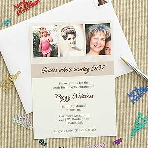 Personalized Then & Now Photo Birthday Party Invitations   7254