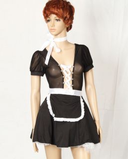 4Pcs Sexy Maid Costume Sassy Halloween French Maid Outfit Free Size 