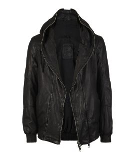 Tannin Leather Hooded Jacket, , , AllSaints Spitalfields