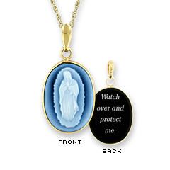 Lady of Guadalupe Agate Cameo Pendant in 14K Gold (4 Lines)   Zales