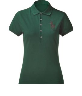 Polo Ralph Lauren College Green Basic Mesh Skinny Polo Shirt  Damen 