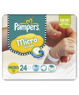 Pampers New Baby Micro Size 0 Nappies 24 Pack  (2 5lbs/1 2.5kg 