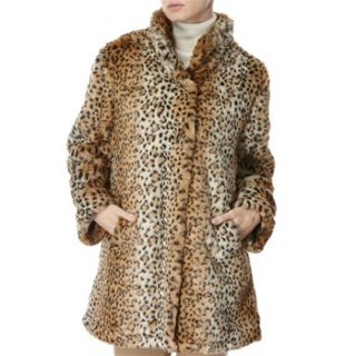 Pistachio Brown Long Animal Print Faux Fur Coat