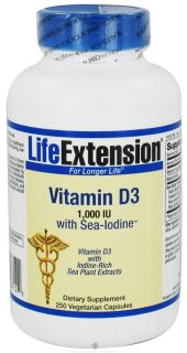 Buy Life Extension   Vitamin D3 with Sea Iodine 1000 IU   250 