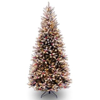 Slim Artificial Christmas Tree with Snow Lights